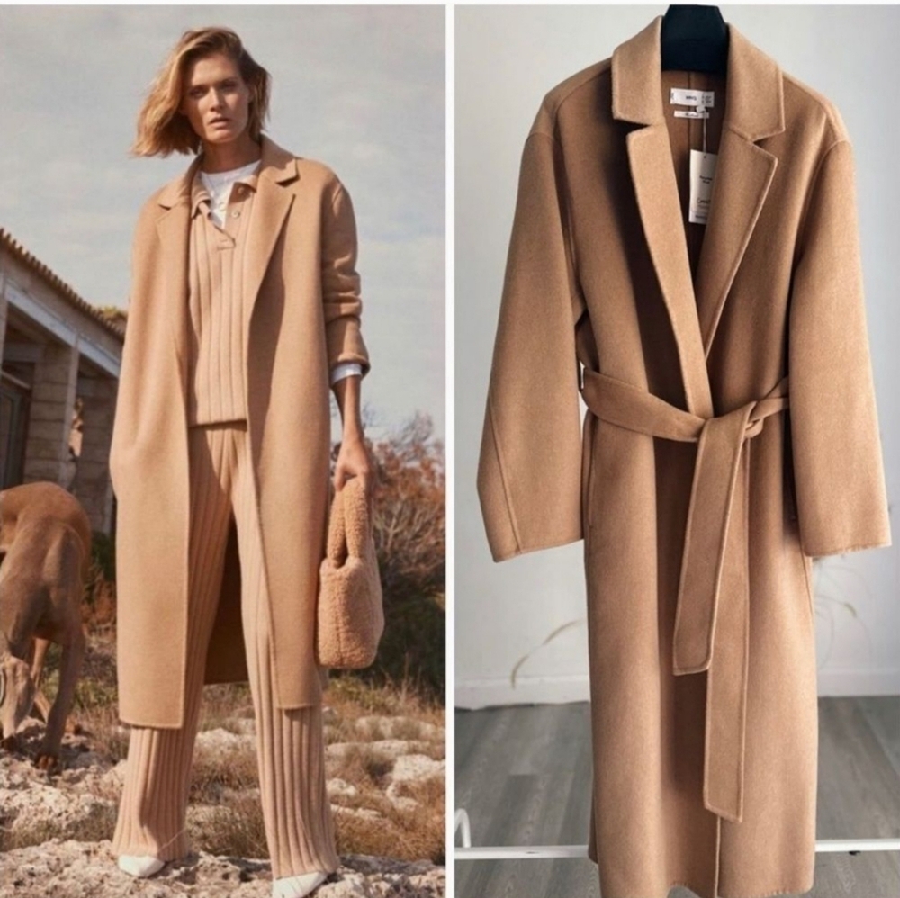 NWT Mango Oversized Wool Coat in XXS Camel Brown Tan